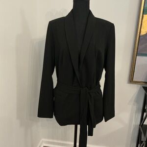 White House Black Market Classic Black Tie-Waist Blazer
